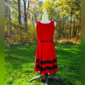Liz Claiborne Red Belted Dress Size 8